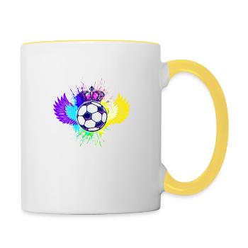 Football Logo Coat of Arms Crown Colorful - Contrasting Mug - white/yellow - Right