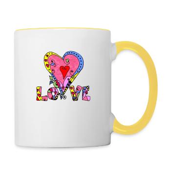 Cœur - Mug contrasté - blanc/jaune - Droite