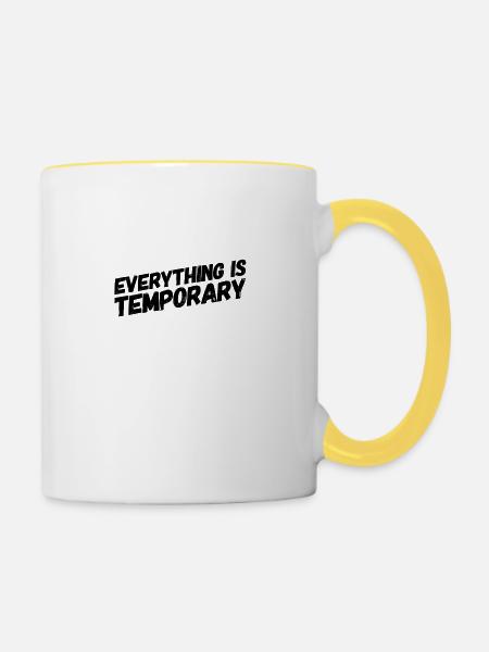 alles geht vorbei - Tasse zweifarbig - Weiß/Gelb