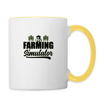 Farming simulator Garten Gartenarbeit Geschenk - Tasse zweifarbig - Weiß/Gelb - Rechts