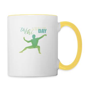 Tai Chi - Tasse zweifarbig - Weiß/Gelb - Rechts