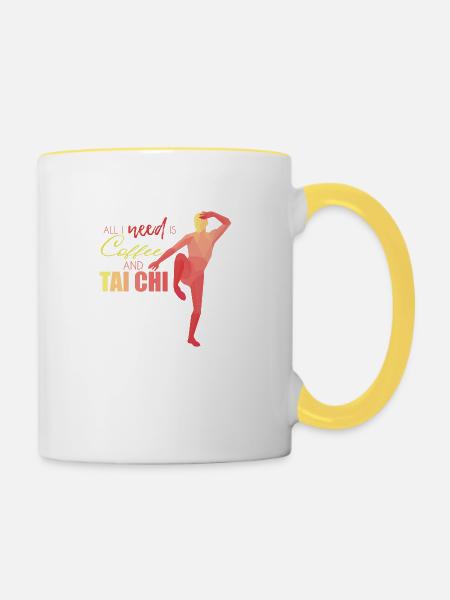 Tai Chi - Tasse zweifarbig - Weiß/Gelb