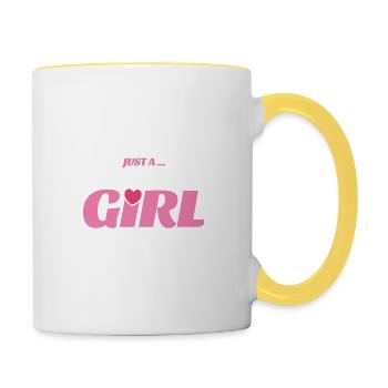 montagne fille amour coeur - Mug contrasté - blanc/jaune - Droite