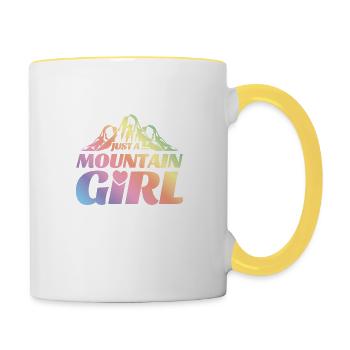 Montagne fille de montagne coeur - Mug contrasté - blanc/jaune - Droite