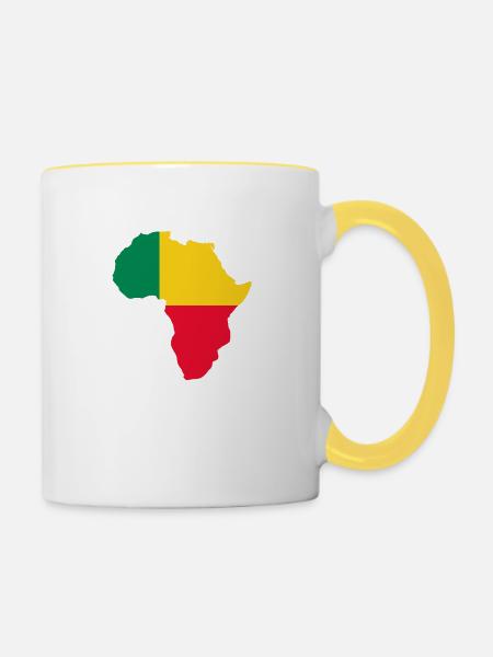 Karte Afrikas Flagge Benin - Tasse zweifarbig - Weiß/Gelb