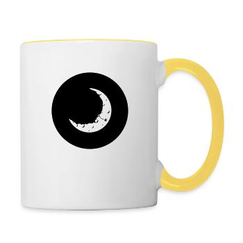 Nuit d’une lune de faussée visage - Mug contrasté - blanc/jaune - Droite