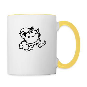 Mignon Elf Clipart - Mug contrasté - blanc/jaune - Droite
