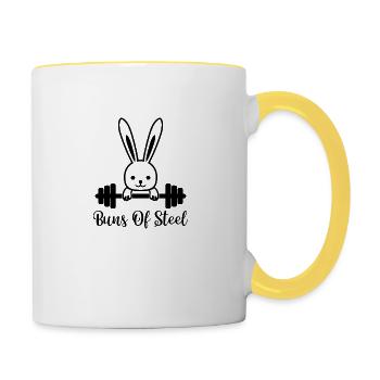 Buns of steel Style de vie Gym Cadeau fitness - Mug contrasté - blanc/jaune - Droite