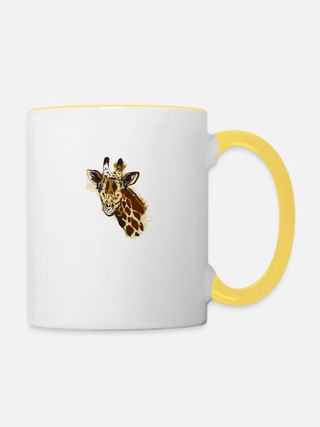 Girafe Afrikanisches Tier - Tasse zweifarbig - Weiß/Gelb