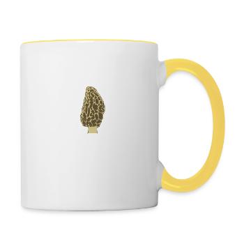 J’peux pas les morilles m’attendent - Mug contrasté - blanc/jaune - Droite