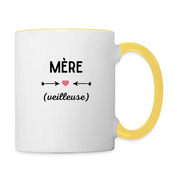 Mère veilleuse - Mug contrasté - blanc/jaune - Droite