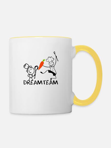 Dreamteam - Tasse zweifarbig - Weiß/Gelb