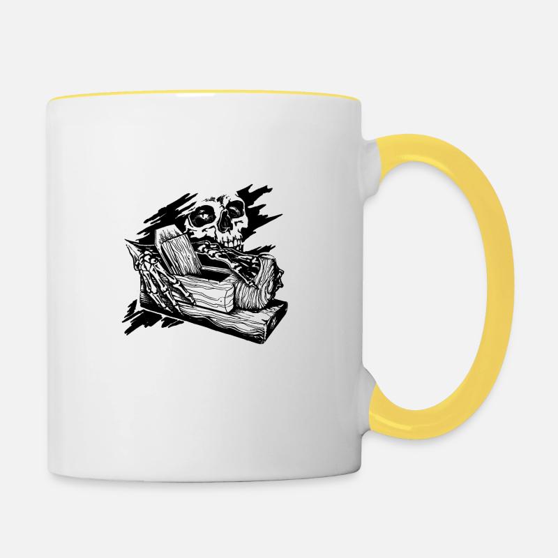 Menuisier Rabot des horreurs - Mug contrasté - blanc/jaune