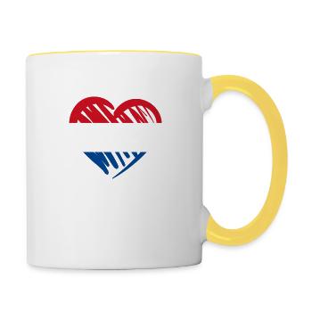 Pays-Bas Netherlands Nederland Flagge Herz - Mug contrasté - blanc/jaune - Droite