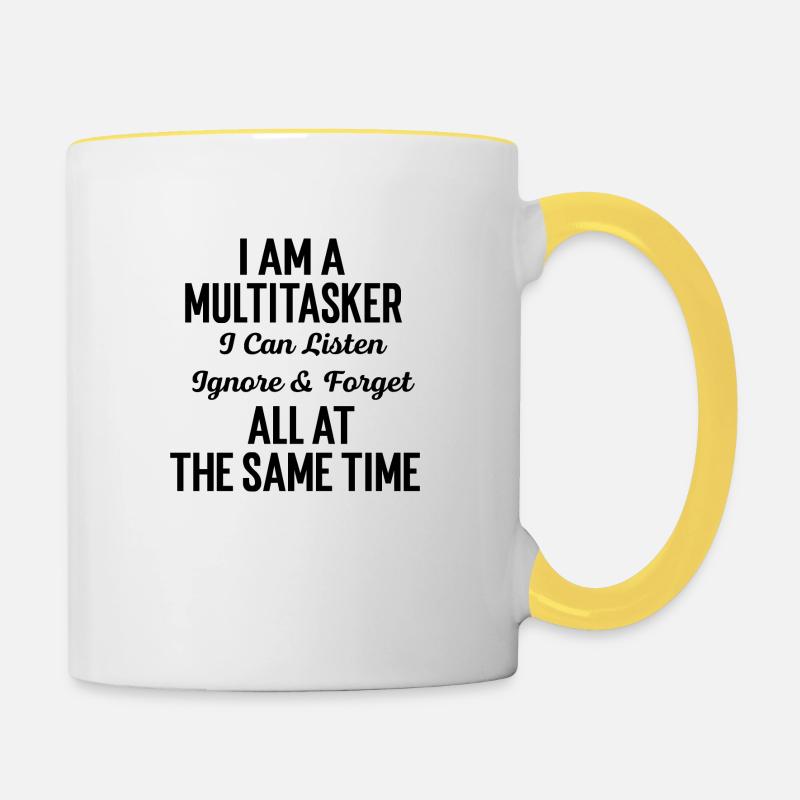 I Am A Multitasker T-shirt - Mug contrasté - blanc/jaune