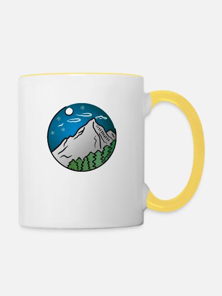 Berge, Bergwelten - Tasse zweifarbig - Weiß/Gelb