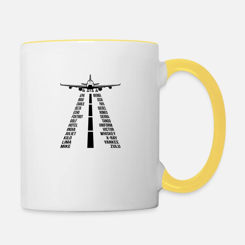 Airplane Pilot Copilot Gift - Contrasting Mug - white/yellow