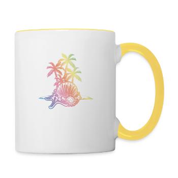 Beach Palm Symbol Island - Contrasting Mug - white/yellow - Right