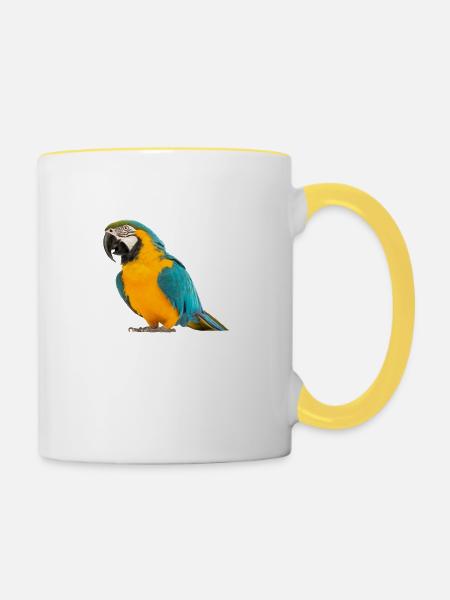 Bunter Papagei - Tasse zweifarbig - Weiß/Gelb