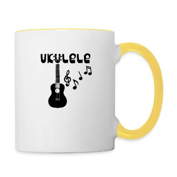 Ukulele Musiker Geschenk Hawaii - Tasse zweifarbig - Weiß/Gelb - Rechts