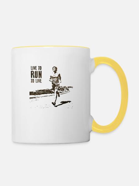 Ausführen - Tasse zweifarbig - Weiß/Gelb