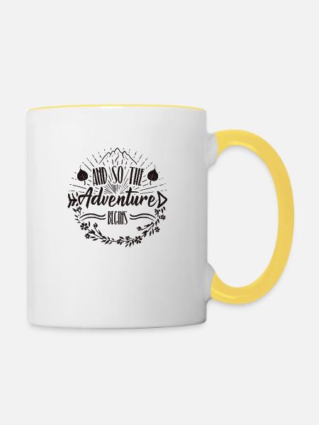 Und so beginnt das Abenteuer - Tasse zweifarbig - Weiß/Gelb