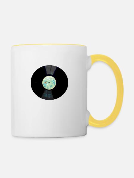 Vinyl - Tasse zweifarbig - Weiß/Gelb