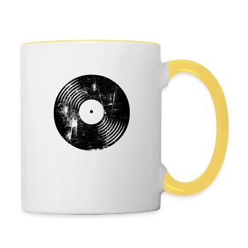 Music Musician Vinyl Rock Classic Vintage - Contrasting Mug - white/yellow - Right