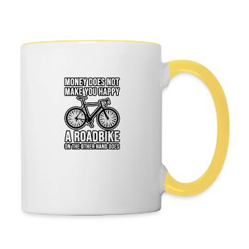 Money does not make you happy. But a roadbike ! - Mug contrasté - blanc/jaune - Droite