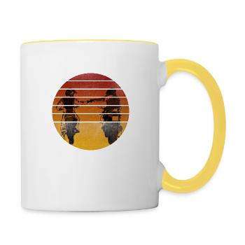 Motorrad Motorcross Motorradfahrer Bikers Vintage - Tasse zweifarbig - Weiß/Gelb - Rechts
