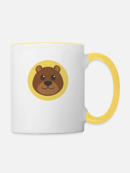 Bär Kopf - Tasse zweifarbig - Weiß/Gelb