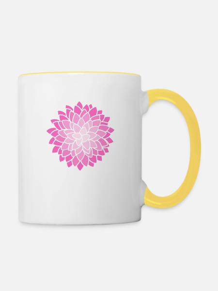 MUMS Flower Pink Blumen - Tasse zweifarbig - Weiß/Gelb