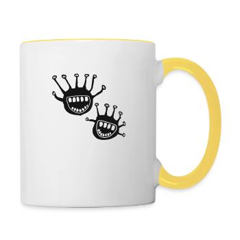 little monsters - Tasse zweifarbig - Weiß/Gelb - Rechts