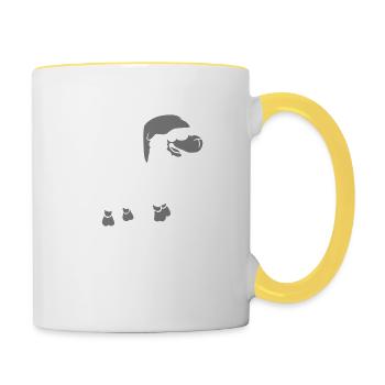 Witziges Schlaf Schaf - Tasse zweifarbig - Weiß/Gelb - Rechts