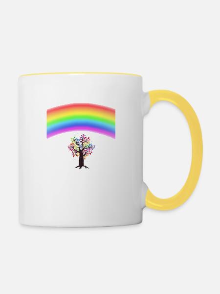 Rainbow Tree - Tasse zweifarbig - Weiß/Gelb