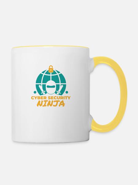 Cyber security ninja Programming Computer Science - Contrasting Mug - white/yellow