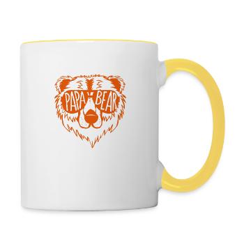 Dad bear gift father father's day saying - Contrasting Mug - white/yellow - Right