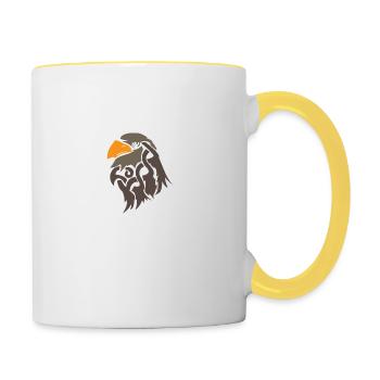 Symboles celtiques Hawk Celtic Knots Idée cadeau - Mug contrasté - blanc/jaune - Droite