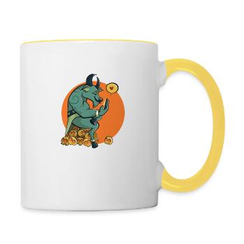 Verliebte Minotaurus Farben Geschenk Bestseller - Tasse zweifarbig - Weiß/Gelb - Rechts