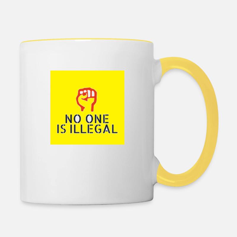 Personne n’est illégal - Mug contrasté - blanc/jaune