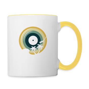 Vinyl Record Summer Sun Vibes Retro Sunset - Contrasting Mug - white/yellow - Right