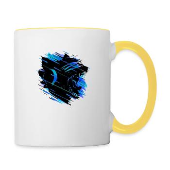 Monstercat Blue Mix - Tasse zweifarbig - Weiß/Gelb - Rechts