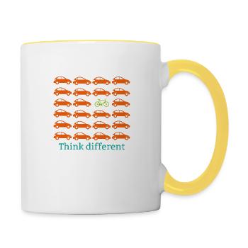 Think different cadeau vélo vélo sport - Mug contrasté - blanc/jaune - Droite