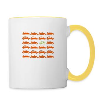 Think different Geschenk Fahrrad Radfahrer Sport - Tasse zweifarbig - Weiß/Gelb - Rechts