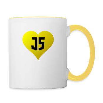 JavaScript-Herz - Tasse zweifarbig - Weiß/Gelb - Rechts