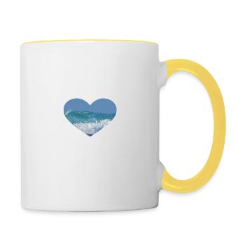 Okinawa Herz Strand Meer - Tasse zweifarbig - Weiß/Gelb - Rechts