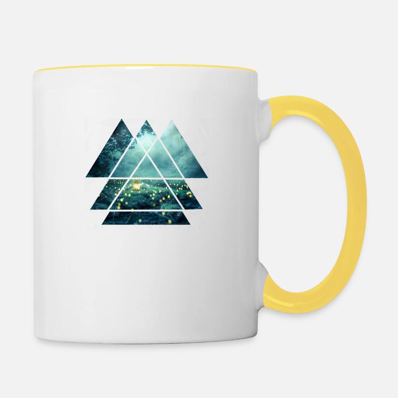 Abstrakte Waldkunst - Tasse zweifarbig - Weiß/Gelb