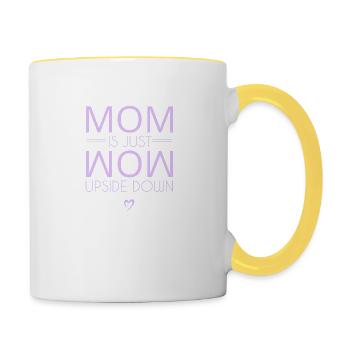 Maman est juste maman upside down - Mug contrasté - blanc/jaune - Droite