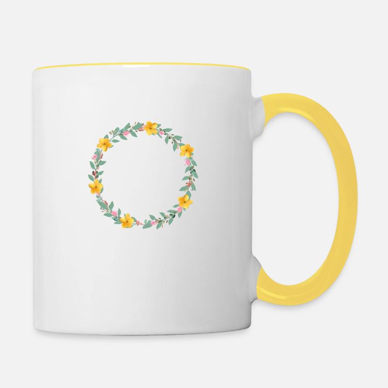 Cercle fleurs personnalisable - Mug contrasté - blanc/jaune