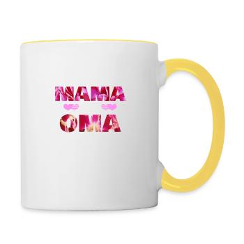 Ich habe zwei Titel Mama und Oma - Tasse zweifarbig - Weiß/Gelb - Rechts
